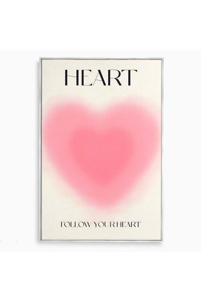 Luxcanva Tablou Canvas Follow Your Heart 80x120 cm cu Rama Argintiu Room Inim...
