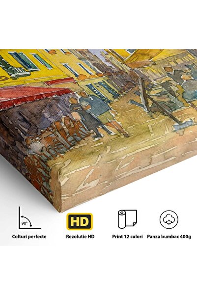 Luxcanva Tablou Canvas Terase 100x100 cm pe Sasiu Lemn Living Hol Strada