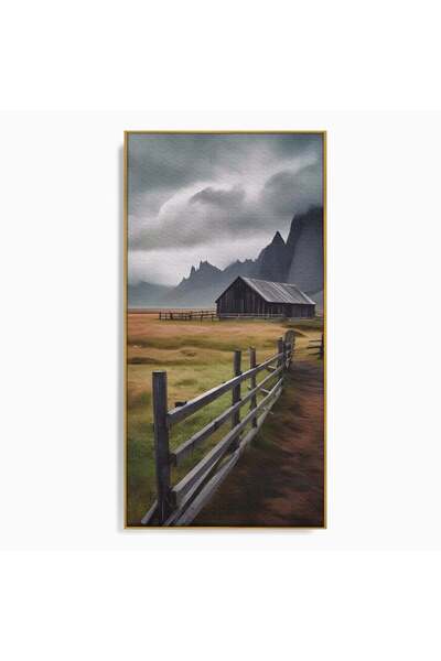 Luxcanva Tablou Canvas Langa Munti 50x100 cm cu Rama Auriu Living Casa Peisaj