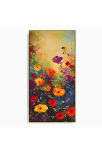 Luxcanva Tablou Canvas Forme Florale 50x100 cm cu Rama Auriu Room Plante Prim...