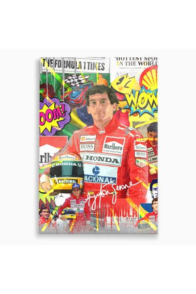 Luxcanva Tablou Canvas Ayrton Senna 100x150 cm pe Sasiu Lemn Decorativ Pilot ...