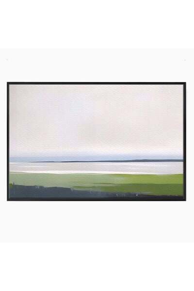 Luxcanva Tablou Canvas Orizont 100x70 cm cu Rama Negru Living Peisaj Campie