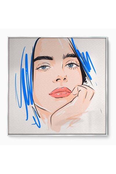 Luxcanva Tablou Canvas Girl In Love 120x120 cm cu Rama Argintiu Living Fata V...
