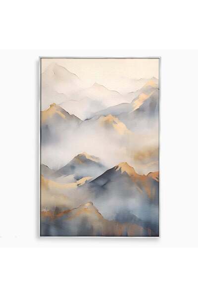 Luxcanva Tablou Canvas Munti Aurii 70x100 cm cu Rama Argintiu Room Decorativ ...