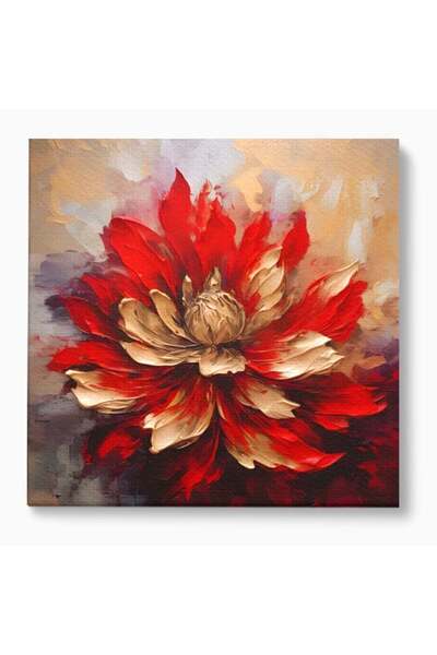 Luxcanva Tablou Canvas Floare Rosie 70x70 cm pe Sasiu Lemn Room Planta Auriu
