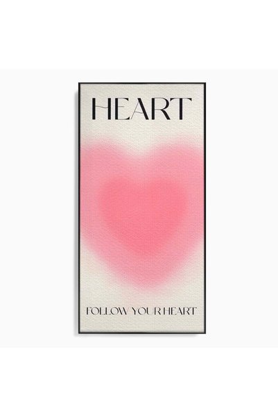 Luxcanva Tablou Canvas Follow Your Heart 60x120 cm cu Rama Negru Room Inima Roz