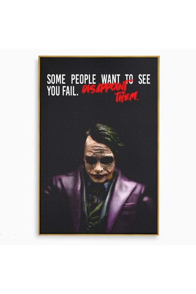 Luxcanva Tablou Canvas Joker 50x70 cm cu Rama Auriu Film Drama Thriller