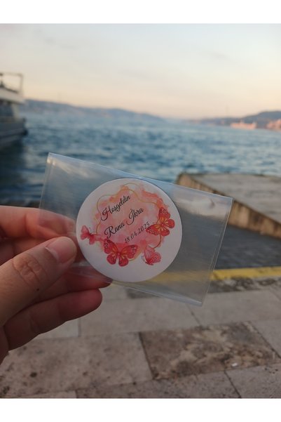 Rana İkra Art Pembe Kelebek Temalı Doğum Günü, Mevlüt Hediyelik Magnet (50 Adet)