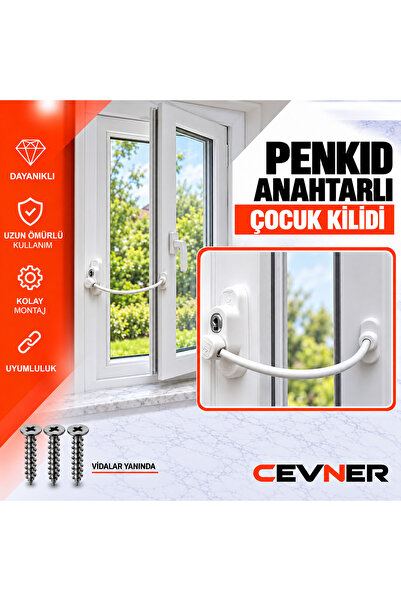 PENKID Anahtarlı Pencere Çocuk Kilidi – Montaj Vidaları Dahil