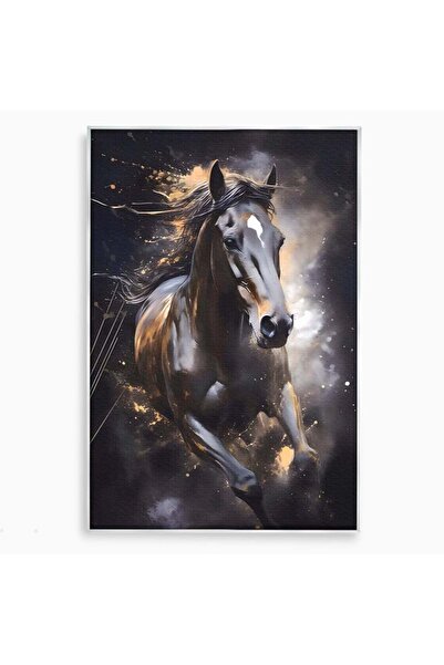 Luxcanva Tablou Canvas Elegant Horse 70x100 cm cu Rama Argintiu Living Cal An...