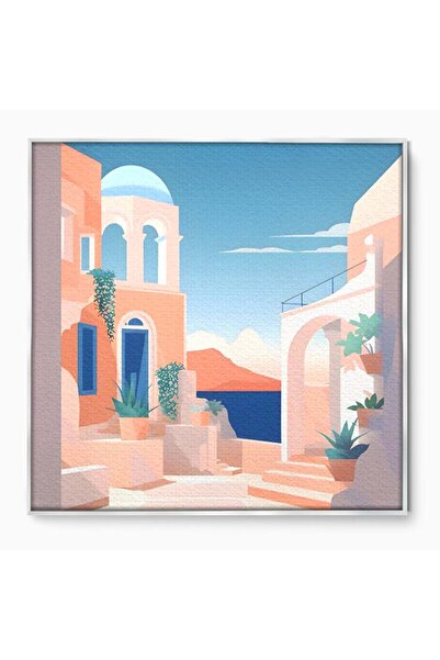 Luxcanva Tablou Canvas Cladiri Antice 100x100 cm cu Rama Argintiu Dormitor Or...