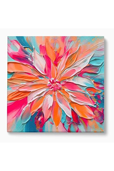 Luxcanva Tablou Canvas Simfonie Roz 50x50 cm pe Sasiu Lemn Floare Planta Mult...