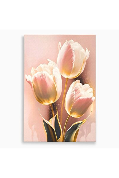 Luxcanva Tablou Canvas Lalele Roz 100x150 cm pe Sasiu Lemn Dormitor Flori Natura
