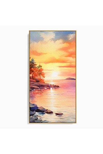 Luxcanva Tablou Canvas Picaturi De Apus 60x120 cm cu Rama Auriu Living Peisaj...