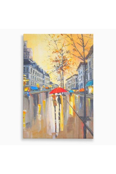 Luxcanva Tablou Canvas Toamna Pariziana 80x120 cm pe Sasiu Lemn Ploaie Oras T...