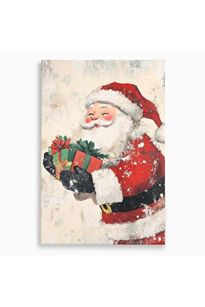 Luxcanva Tablou Canvas Mos Craciun si Darurile Copiilor 100x150 cm pe Sasiu L...