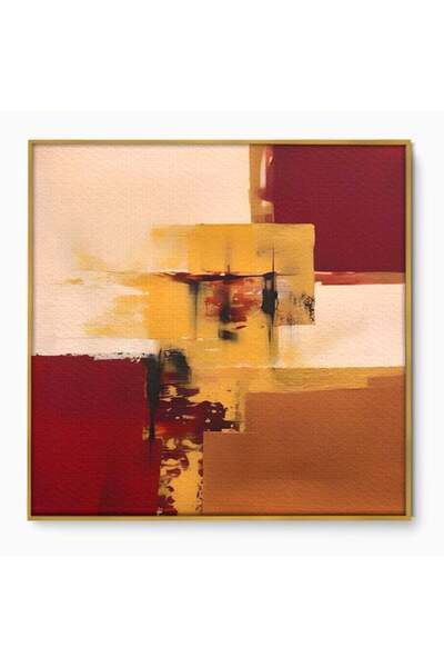Luxcanva Tablou Canvas Abstract Gold 140x140 cm cu Rama Auriu Dormitor Vibrat...