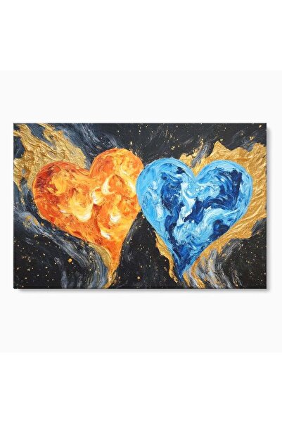 Luxcanva Tablou Canvas Inimi de Foc si Gheata 60x40 cm pe Sasiu Lemn Foc Apa ...