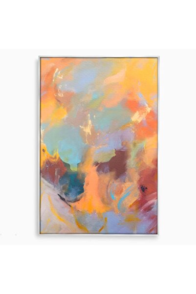Luxcanva Tablou Canvas Pata Colorata 80x120 cm cu Rama Argintiu Dormitor Infu...