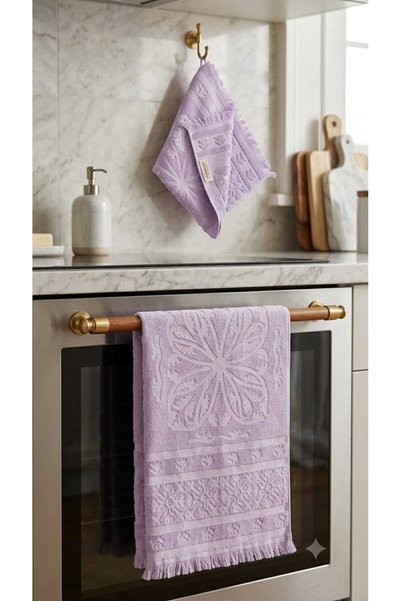 Altınbaşak (2-Piece Towel Set) Super Soft Velvet Texture Luxury Cotton Jacquard Towel Set 100% Cotton 50X100 and 30X50 cm