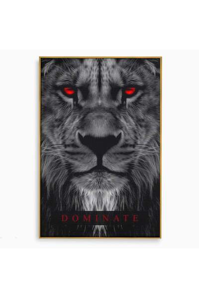 Luxcanva Tablou Canvas Fii Rege 80x120 cm cu Rama Auriu Leu Lider Puternic