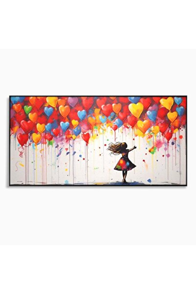 Luxcanva Tablou Canvas Inimi ce Poarta Dorinte 120x60 cm cu Rama Negru Cer In...