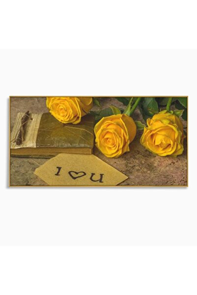 Luxcanva Tablou Canvas Scrisoare din Suflet 140x70 cm cu Rama Auriu Trandafir...