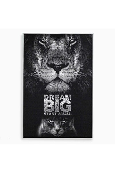 Luxcanva Tablou Canvas De la Mic la Legendar 70x100 cm cu Rama Argintiu Leu P...