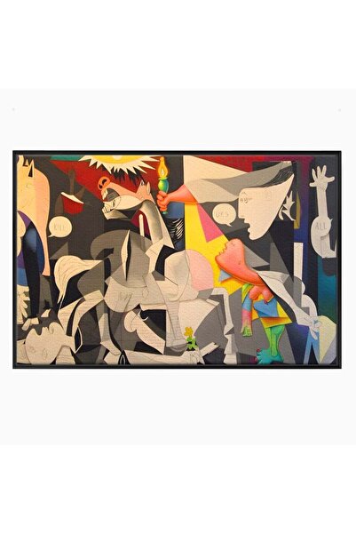 Luxcanva Tablou Canvas Guernica 60x40 cm cu Rama Negru Room Pablo Picasso Spa...