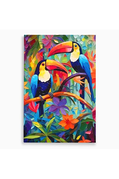Luxcanva Tablou Canvas Iubirea Tucanilor 70x100 cm pe Sasiu Lemn Room Pasari ...