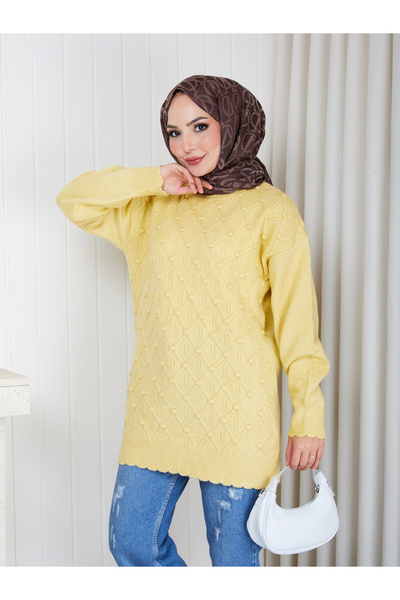 Pamuk Butik تونيك نسائي محبوك برقبة دائرية