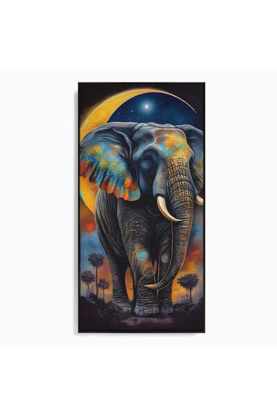 Luxcanva Tablou Canvas Elefant Sub Cerul Instelat cm cu Rama Negru Elefant Sa...