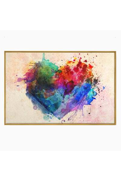 Luxcanva Tablou Canvas Suflet Pictat 100x70 cm cu Rama Auriu Arta Exprimare A...