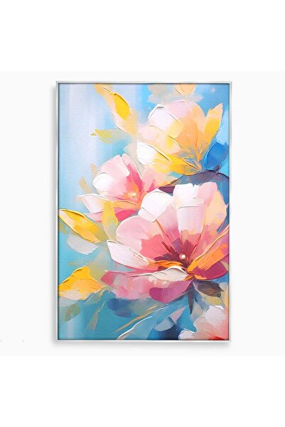 Luxcanva Tablou Canvas Cherry Flowers . Dormitor 80x120 cm cu Rama Argintiu B...
