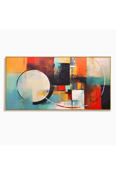 Luxcanva Tablou Canvas Melodia Infinitului 140x70 cm cu Rama Auriu Dormitor A...