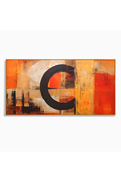 Luxcanva Tablou Canvas Realitate Abstracta 140x70 cm cu Rama Auriu Living Cro...
