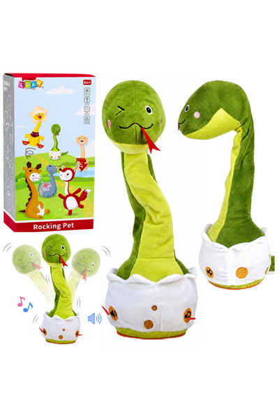 LEAN Șarpe de pluș dansator interactiv cu sunete muzicale, mascotă verde