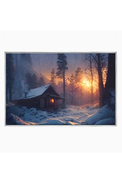 Luxcanva Tablou Canvas Cabana din Povesti 60x40 cm cu Rama Argintiu Cabana Le...