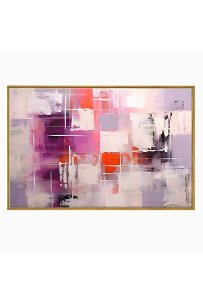 Luxcanva Tablou Canvas Contraste Purpurii 70x50 cm cu Rama Auriu Dormitor Lil...