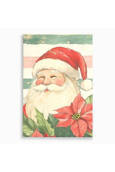Luxcanva Tablou Canvas Mos Craciun cm pe Sasiu Lemn Simbolul Bucuriei Costuma...