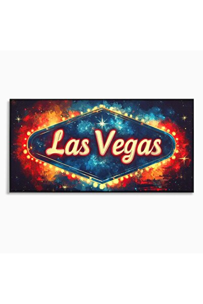 Luxcanva Tablou Canvas Viva Las Vegas 120x60 cm cu Rama Negru Exuberanta Lux ...