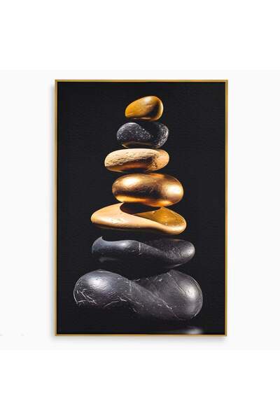 Luxcanva Tablou Canvas Echilibru 40x60 cm cu Rama Auriu Salon Terapie Spa