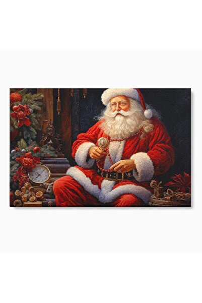 Luxcanva Tablou Canvas Minunatul Mos Craciun 60x40 cm pe Sasiu Lemn Brad Cost...