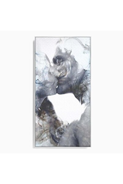 Luxcanva Tablou Canvas Sarut Romantic 60x120 cm cu Rama Argintiu Pop Art Urba...