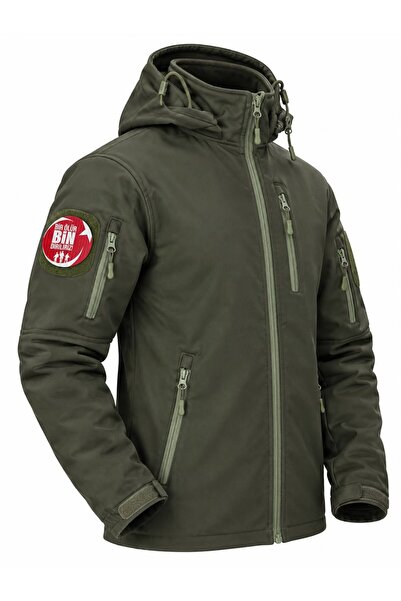 HMZ Haki Yeşil Su-Rüzgar Geçirmez Tactikal Softshell 5 cepli Mont