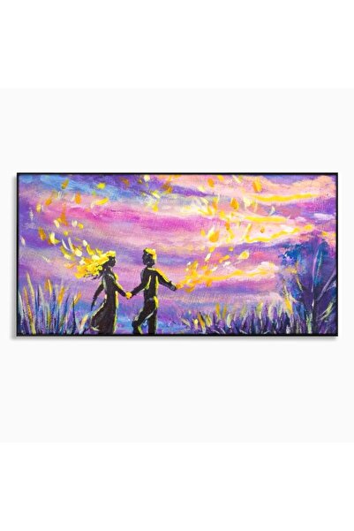Luxcanva Tablou Canvas Mana in Mana Spre Infinit 100x50 cm cu Rama Negru Magi...
