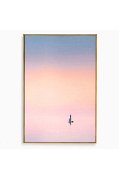 Luxcanva Tablou Canvas Undeva In Larg 80x120 cm cu Rama Auriu Dormitor Decora...