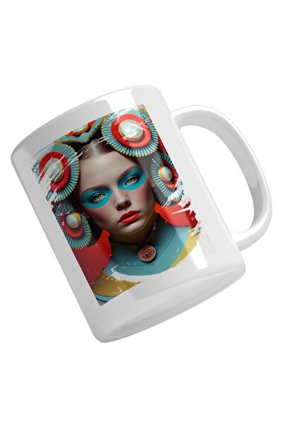 INOVATIX Cana alba personalizata,Portret Regina Carnavalului,Make Up Albastru...