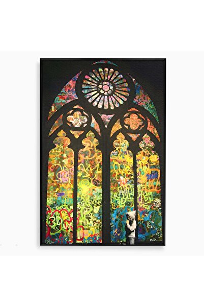 Luxcanva Tablou Canvas Believe 50x70 cm cu Rama Negru Culori Pray God