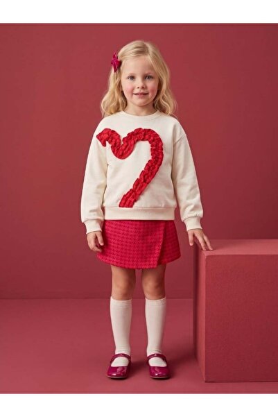 Zekids Girl's Red Houndstooth Patterned Shorts Skirt
